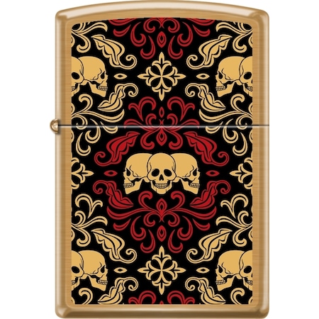 Zippo 2024 Zippo Custom Brushed Brass Skulls Ornament ZIP-204BCI018414